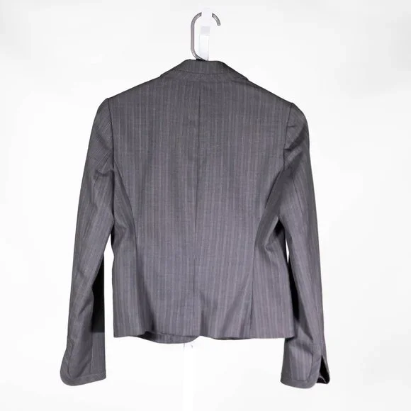 Banana Republic Women's Blazer Gray Striped Stretch Preppy Career Suit Jacket 0 - Picture 2 of 9